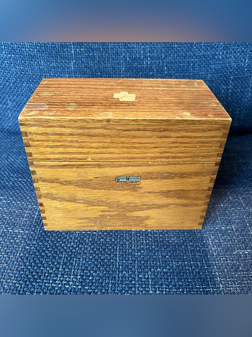 Vintage Globe Wernicke Cincinnati USA Oak Recipe Box - No. 84-C Junior Tray